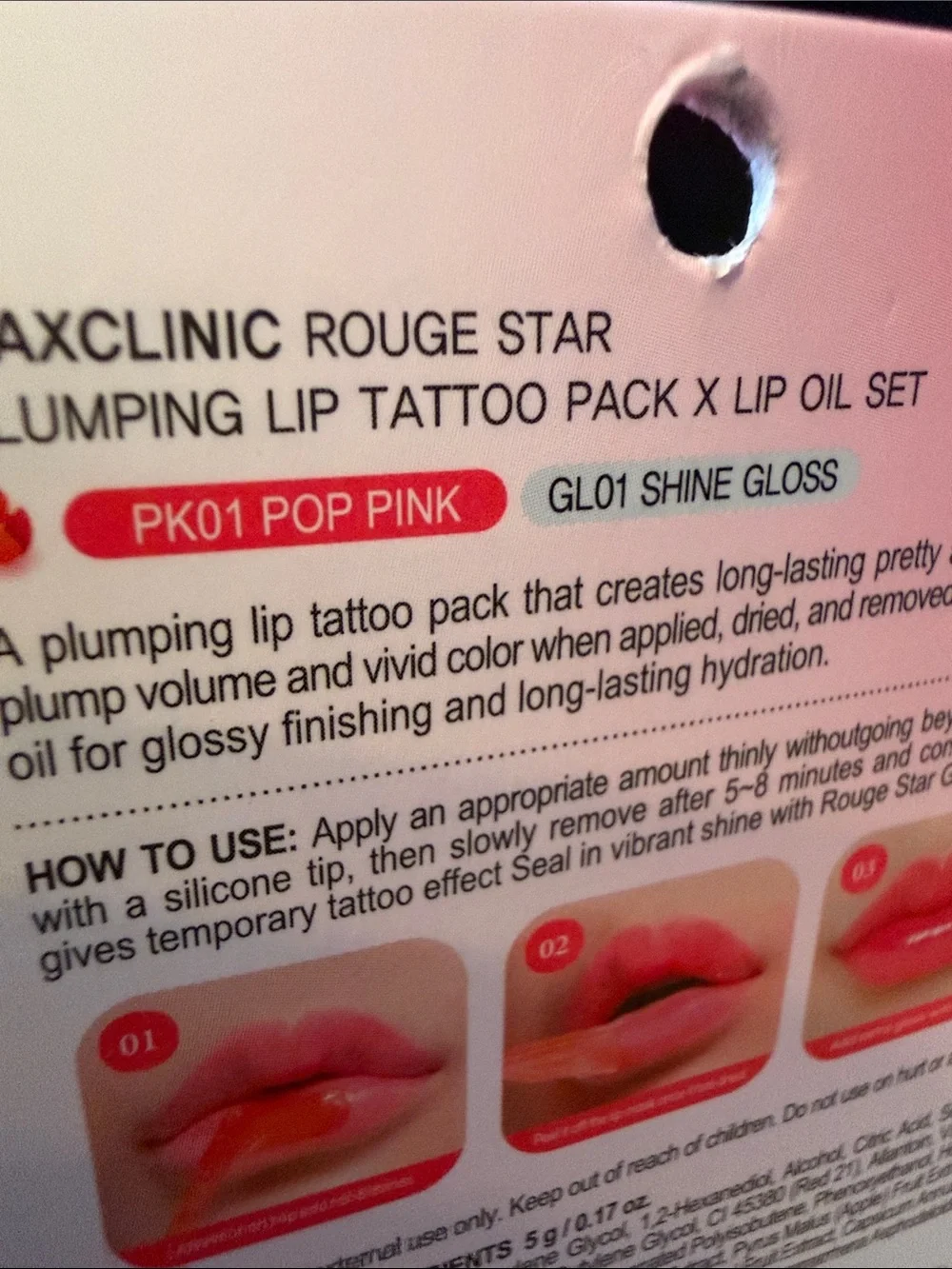 Korean Skincare Plumping Lip Tattoo Pack Lip Oil Set — Pop Pink Sealed